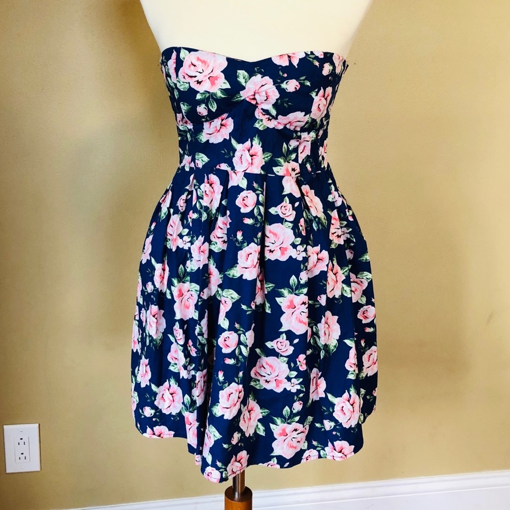 Navy blue floral dress